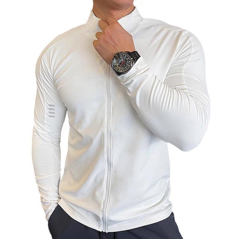 

Men s Quick-Dry Stand-Up Collar Cardigan for Running, Cycling, and Fitness - Long-Sleeve High-Elastic Training Jacket XX-Large світло-синій колір
