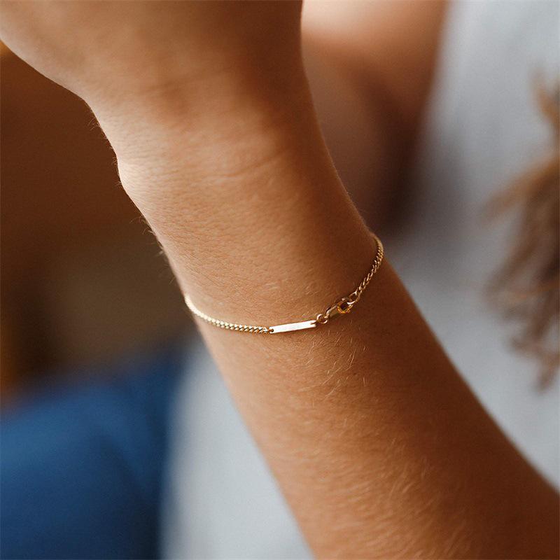 Bracciale a Catena Cubana in Acciaio Inossidabile Placcato Oro 14K - Incisione Personalizzata Disponibile