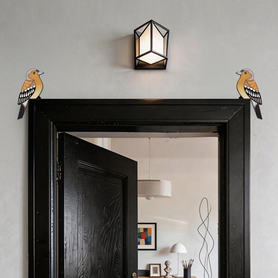 1 Pair Wooden Bird Door Topper Rustic Farmhouse Over The Door Corner Sign Left And Right Side Boho Bird Door Frame Decoration for Home Living Room