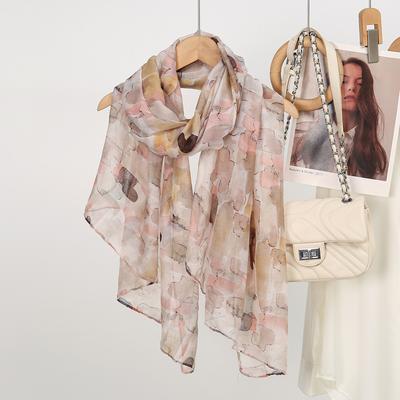 Tinte und Tusche Stil Gedruckter Schal Muslimisch Bunter Batik-Schal Damen Dünner Weicher Voile Baumwolle Hijab Sonnenschutz Reise-Schal