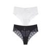 TERMEZY 2Pcs/Lot Sexy Mid Rise Patchwork Briefs Hollow-out Lace Pattern Panties Solid Color Breathable Skin-fit Briefs
