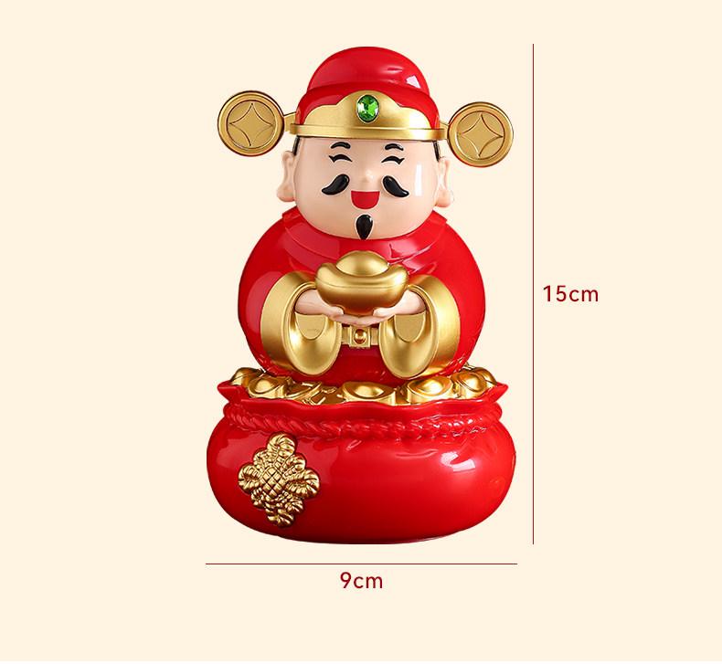 2026 Solar-Powered God of Wealth Shaking Head Ornament – Car, Office, Home Gift for Attracting Wealth