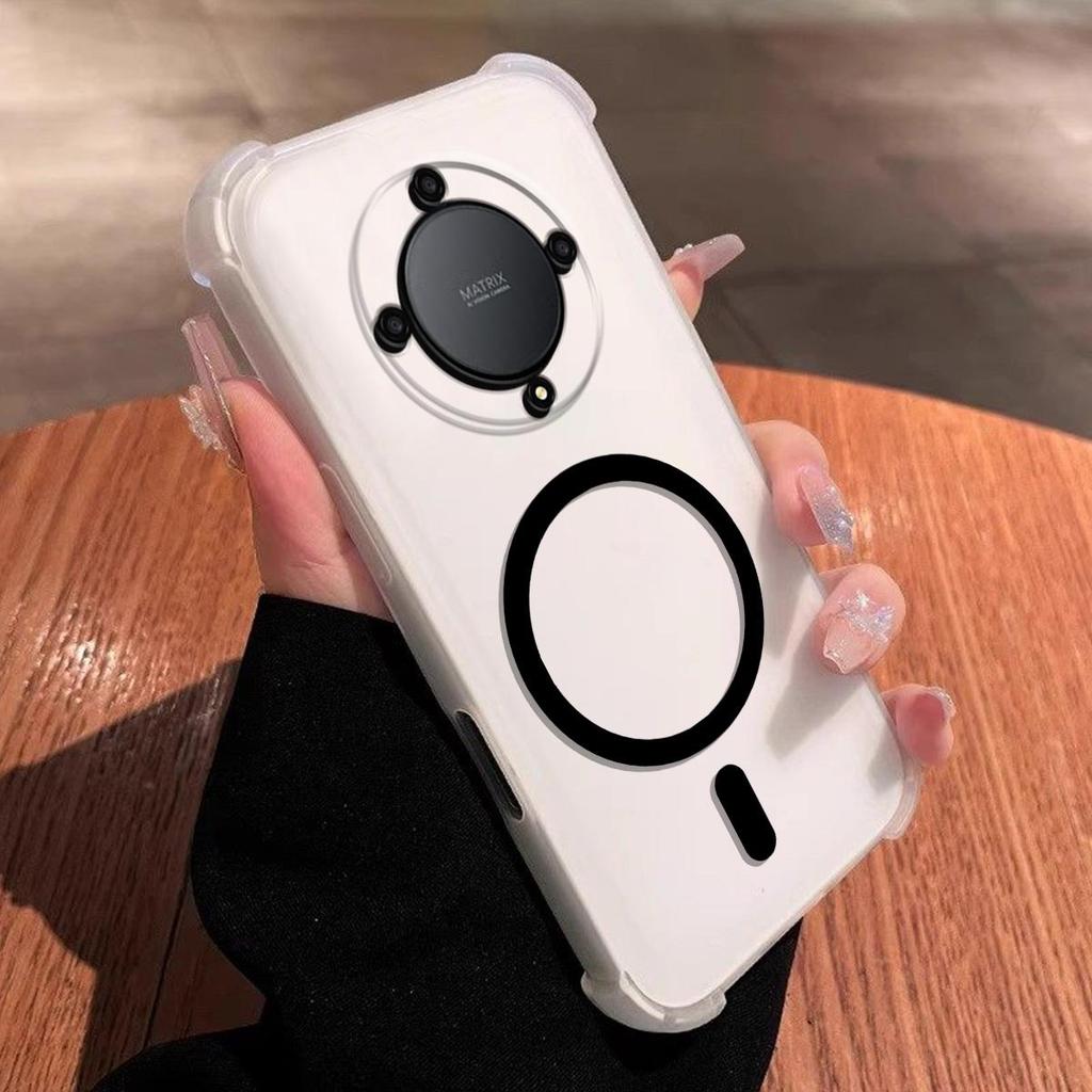 Case for HONOR X9b,X9a Cute Airbag Corner Pastel Matte Magnetic Casing Semi Shockproof Phone Cover