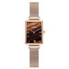 Rectangle Women Watch 2 PCS Set Bracelet Rose Gold Wristwatches Ladies Mesh Magnetic Luxury Simple Steel Female Watches Gift