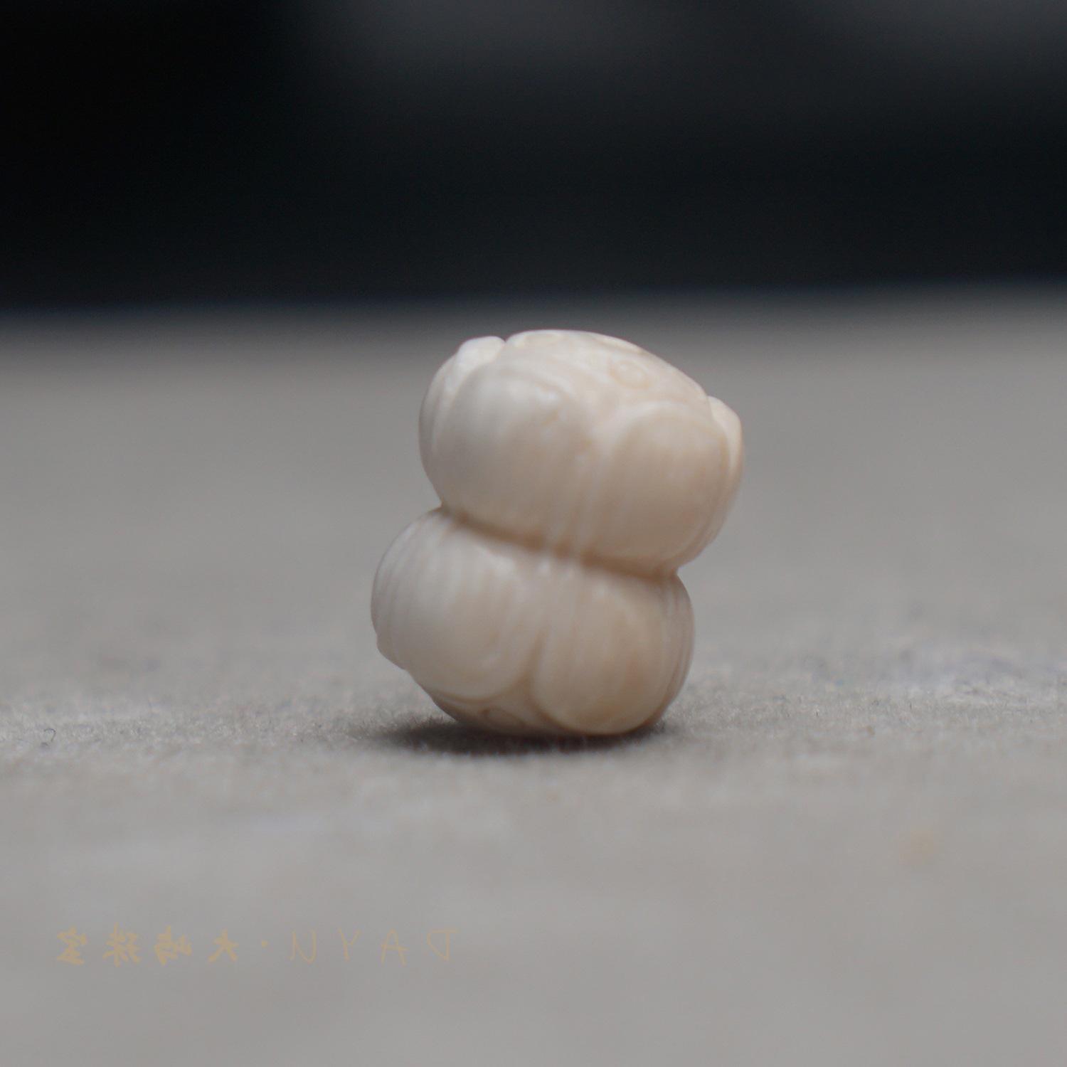 Double-Headed Lotus Pod Mammoth Ivory Pendant Through Hole