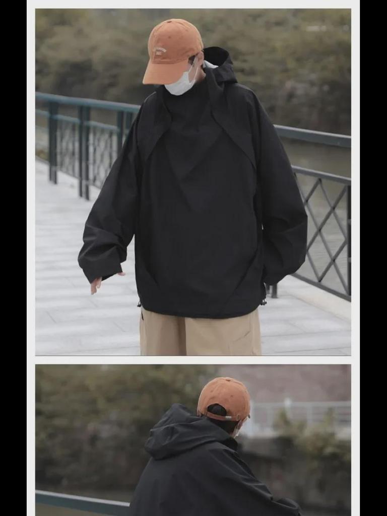 Pánská trendy černá bunda Warrior s kapucí – větruvzdorná a voděodolná, ideální na jaro a podzim