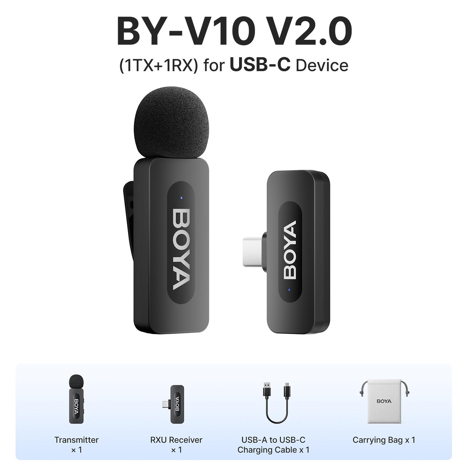 

BOYA BY-V3 Wireless Lavalier Microphone for iPhone 15/16 Series Samsung DJI Pocket 3 Type-c Smartphones Cameras Video Recording BY-V10 2.0-USB-C