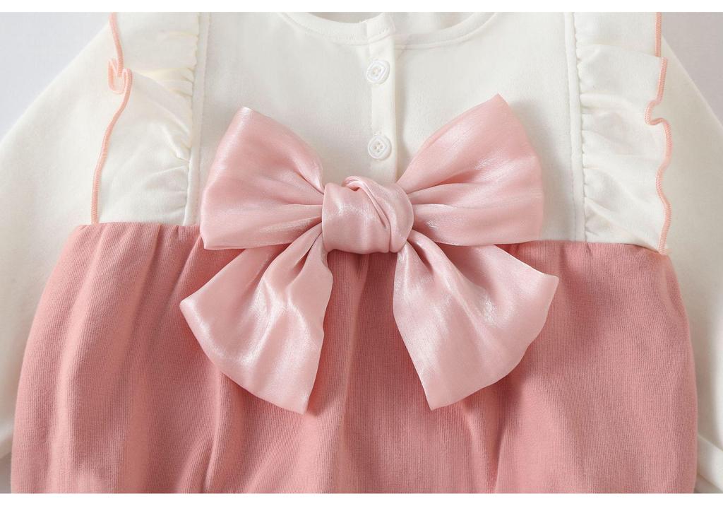 Newborn Baby Girl Autumn Romper: Princess 100-Day One-Piece for Spring & Autumn