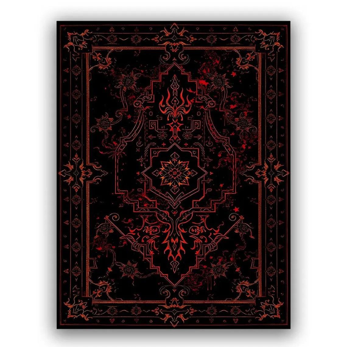 

Mystic Red and Black Rug with Bold Gothic Carpet, Mystic Dark Rug with Fiery Red Ornamental Design, Occult Rug, Witchcraft Rug 40x60cm