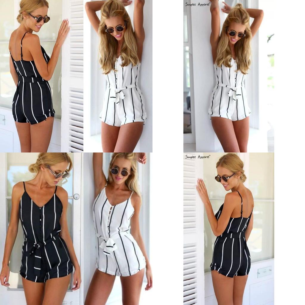 Elegant Cotton Linen Deep V Neck Backless Jumpsuit With Waist Belt For Spring Wear