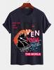 Unisexs Pure Cotton Solid Color Tshirt With Adventure World Exploration Print Crew Neck Short Sleeve Outdoor Street Casual Top