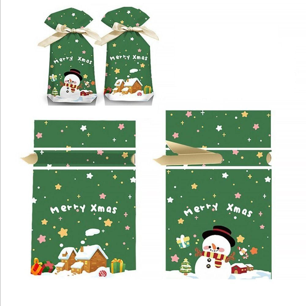 50PCS Gifts Box Merry Christmas Xmas Candy Bags Snowmen Snowflakes Biscuit Bags Santa Claus Candy Treat Bag Christmas