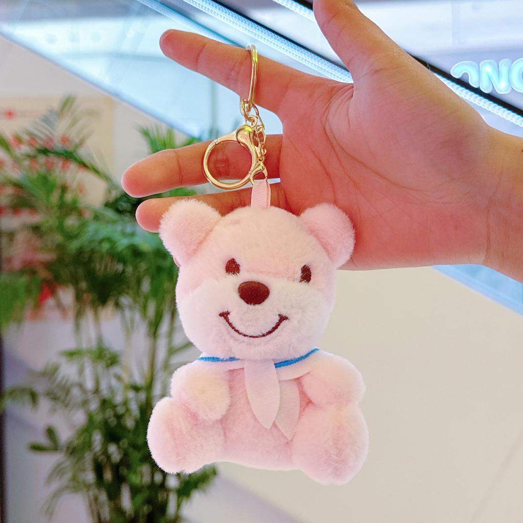 Navy Bear Plush Keychain Charm