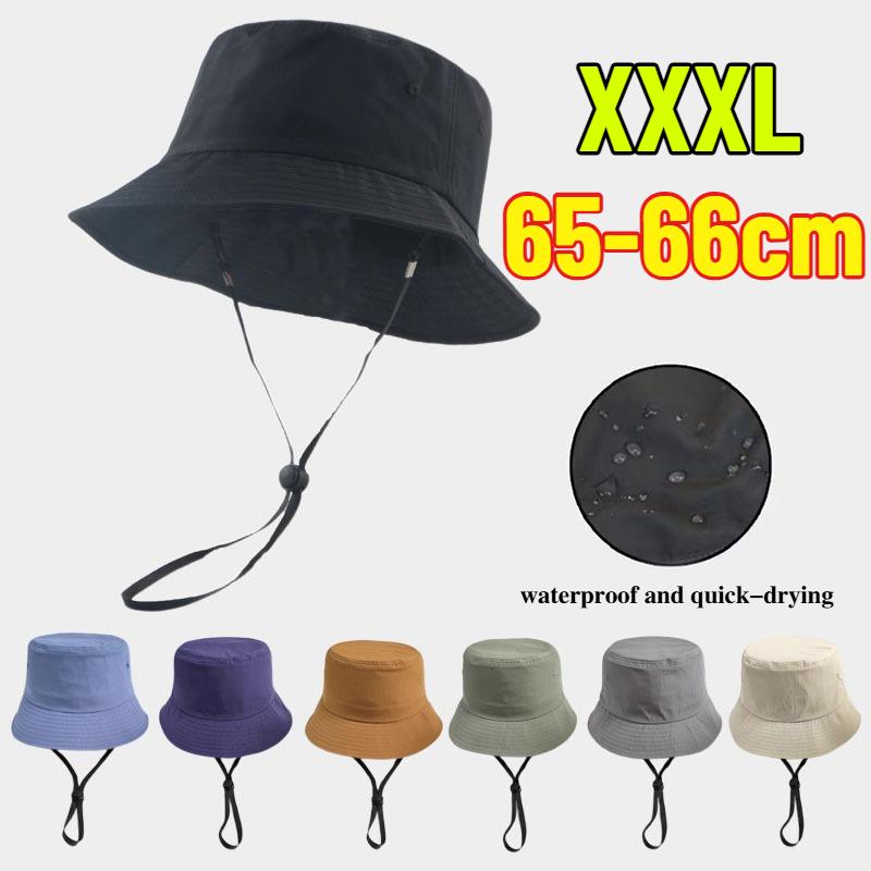 XXXL 66cm New Nylon Quick Drying Waterproof Big Head Bucket Hats Summer Sun Protection Large Size Sun Hats Outdoor Fisherman Hat