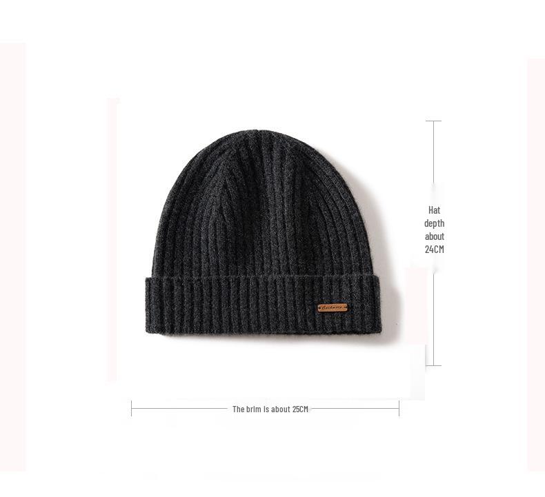 Unisex Thickened Ribbed Knit Cashmere Beanie - Autumn/Winter Style