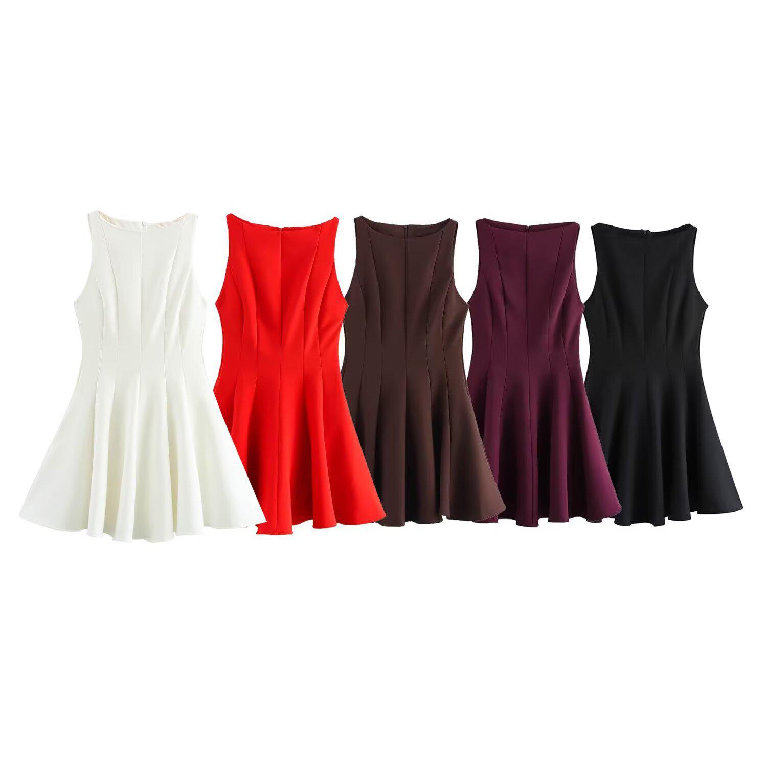 

2025 Spring Women s Slimming Waist Sleeveless Swing Dress S белый