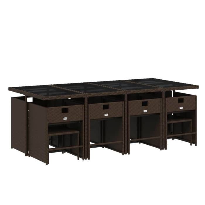 VidaXL Ensemble à manger de jardin avec coussins 13 pcs marron rotin 3277928