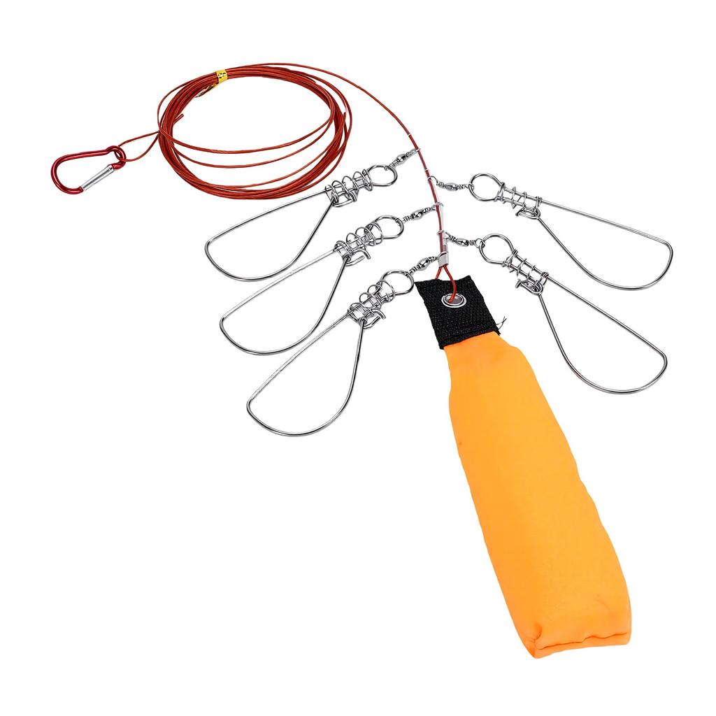 Fishing Stringer Clip 5 Snaps 11.5FT Live Fish Lock Big Fish Wire Rope Cable Fishing Holder with Float for Saltwater