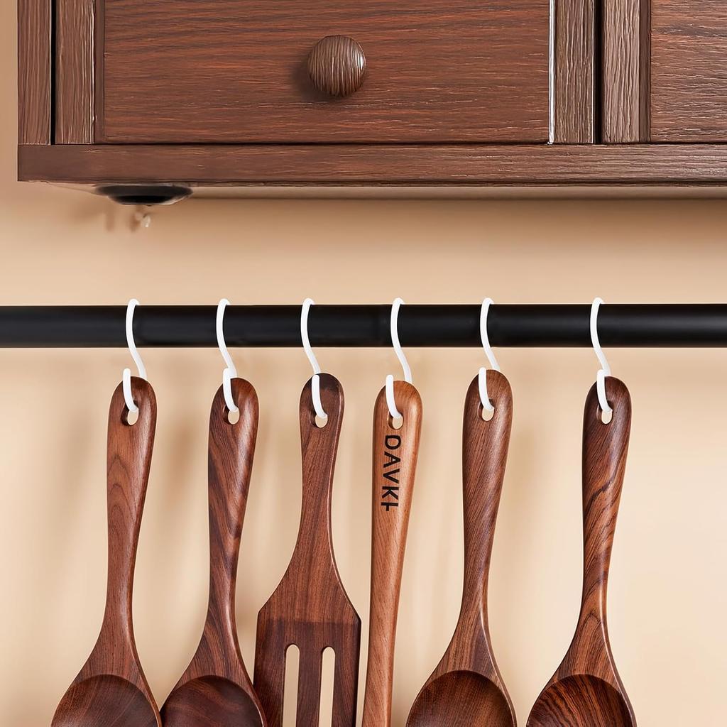 24pcs Quiet Plastic S Hooks for Hanging, Multi-Purpose Abs Hooks for Closet, Shower Rod, Plant, Pot and Pan, Coffee Mug, Easy Twist & Rust-Free Holds