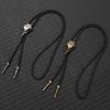 Vintage Bird Bone Shape Pendant Necktie Men Women Alloy Charm Leather Cord Accessory Casual Stylish Unisex