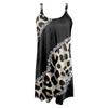Women's Summer Leopard Spaghetti Strap  Dress Boho Casual Beach Dress Long Sleeve Party Ruffle A-Line  Dress