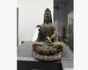 Brass Guanyin Buddha Statue Ornament Vase with Willow, Sitting On Lotus - Large and Small Copper Bodhisattva Guanshiyin Miaoshan