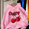 2026 Girls' Casual Fashion Hooded Sweatshirt, Sports Sweatshirt with Print  Cherry Blossom