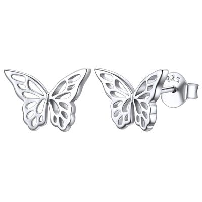 925 Sterling Silver Butterfly Stud Earring