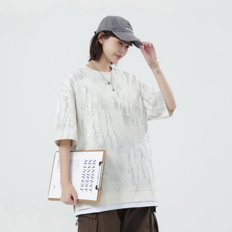 Kunhai Pengyun Men's Trendy Fake Two-Piece Summer T-Shirt with Personality Print