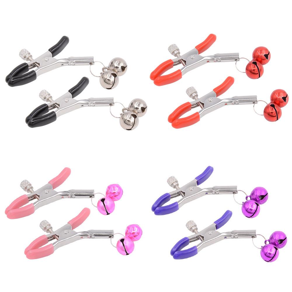 SM Double Bell Nipple Clamp Clitoral Clip Adult Flirting Nipple Stimulation an Engine of Torture Female Slave Training Couple Sex Sex Product