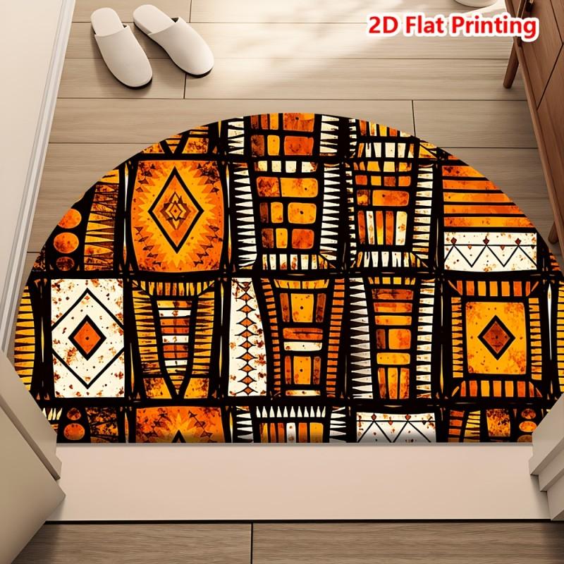 Tapis de porte semicirculaire Chat Mignon et Fleur Chat Noir Fantaisiste avec Imprimé Floral Tapis de Sol Antidérapant pour Amoureux des Chats Décoration de Maison 60x90cm-Felt