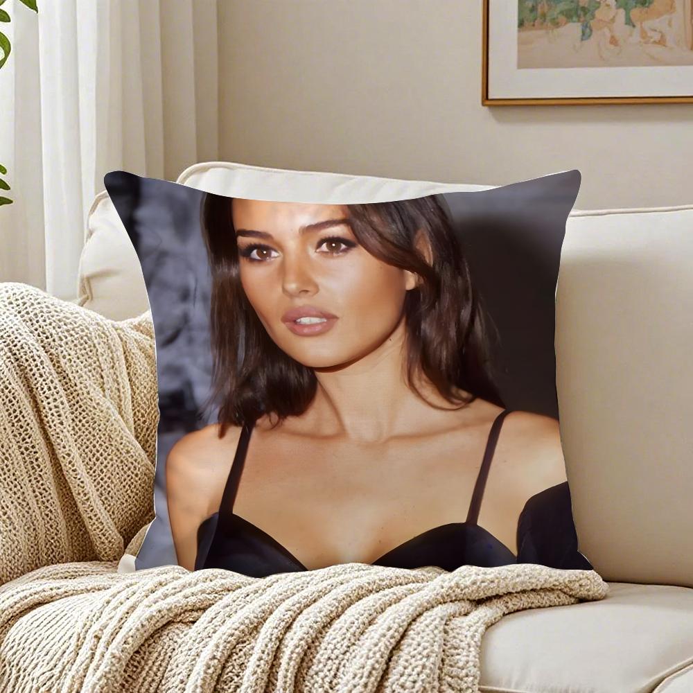 MMonica Bellucci Cushion Cover Linen Pillowcase Soft for Sofa Bed Home Room Decor