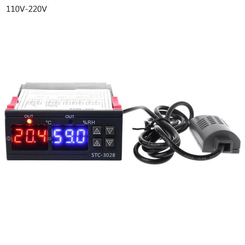 Dual Digital Thermostat Temperature Humidity Control STC-3028 Thermometer Hygrometer Incubator Controller AC 220V DC 24V