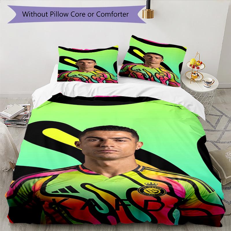 Ronaldo's Muscular Celebration Bedding Set, Breathable Duvet Cover with Pillowcases, Soft Bed Linen for Bedroom Home Decoration, Perfect Festival Birt