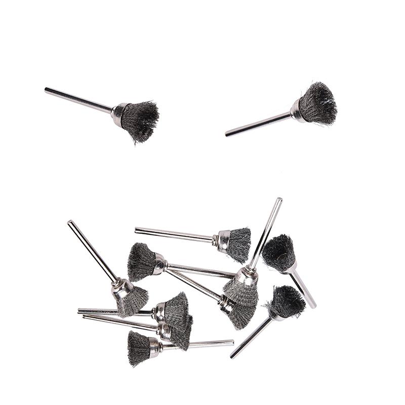 10Pcs Stainless Steel Wire Cup Mini Brush Fits Dremel Rotary Tool Accessory 13Mm