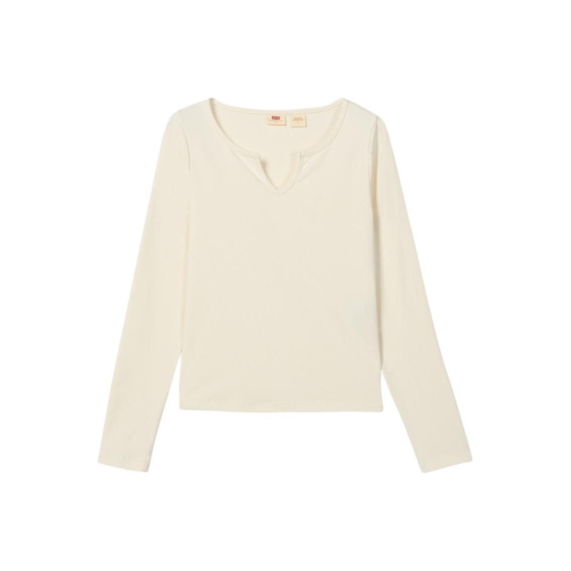 

Levis Повседневная Простая Однотонная Трикотажная Футболка с V-образным Вырезом и Длинным Рукавом Женские Топы 0052G-0000 S