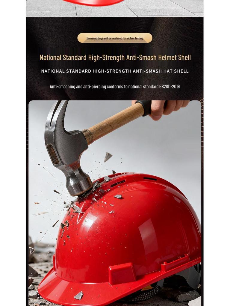 Shengchi Men's Anti-Smash Breathable Safety Helmet, Transparent Three-Ribbed, ABS Thickened for Construction Workers