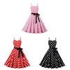 Vintage Polka Dot A Line Dress With 3d Pattern V Neck Sleeveless For Casual Wear