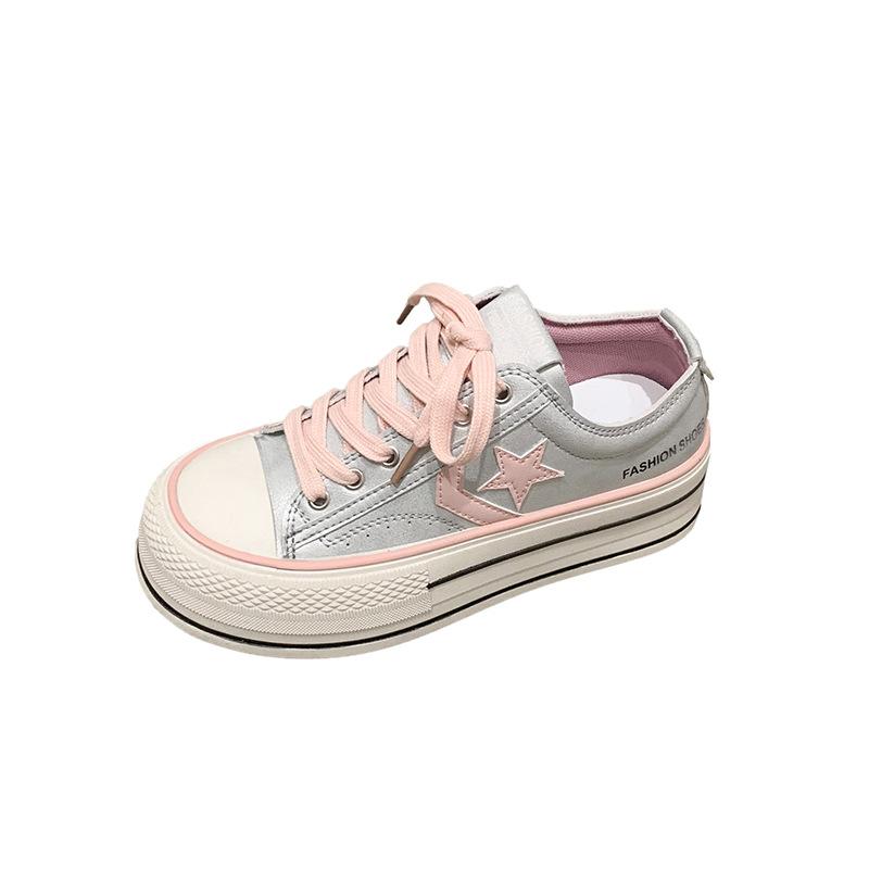 Thickness increased student breathable canvas shoes women's spring and summer new muffin soles casual versatile little white shoes board shoes