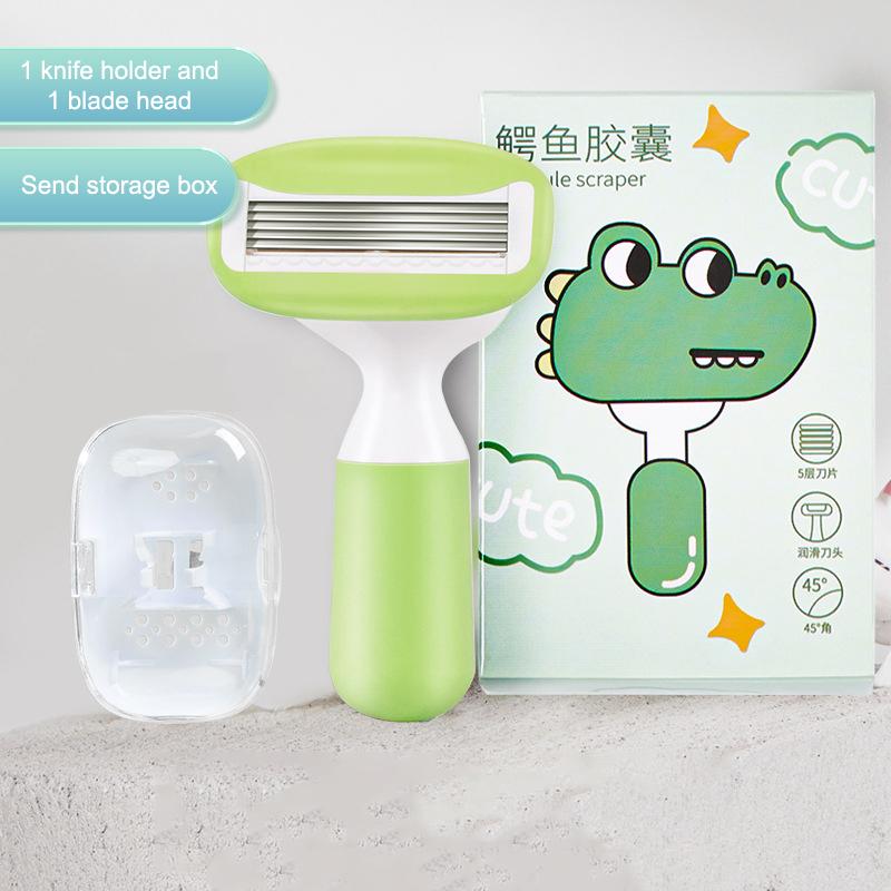 

Женская безопасная бритва 1 шт. из нержавеющей стали, ручные лезвия для бритья бороды, волос на теле, бикини, подмышек, бедер, портативная бритва зелёный