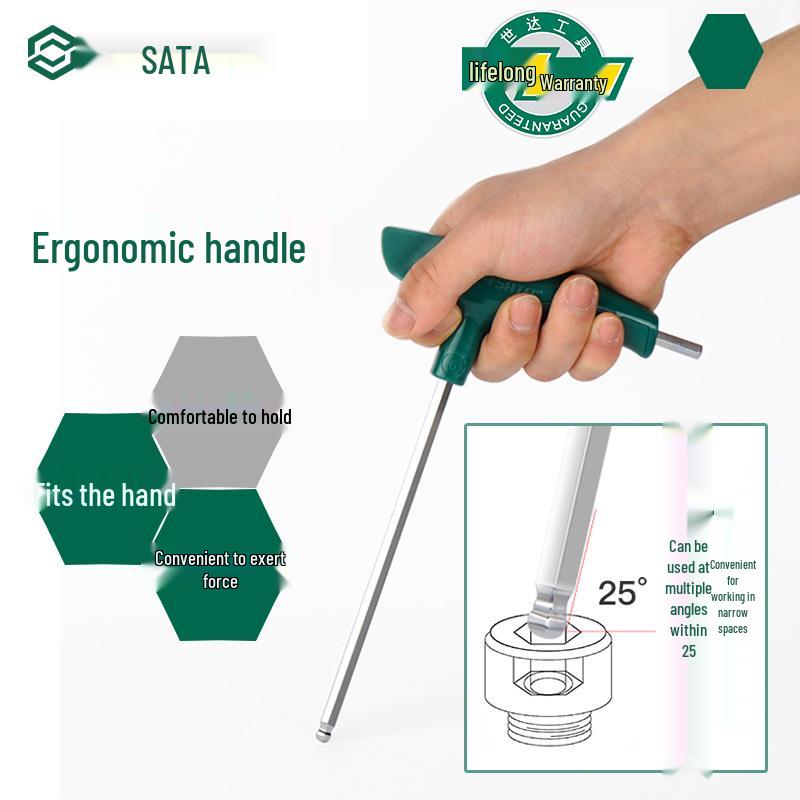 SATA T-Handle Hex Wrench Set: 2-10mm 6-Sided Hex Keys
