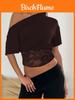 Tshirt For Women Lace Spliced Off Shoulder Short Sleeve With Slim Fit For Party And Casual Wear
