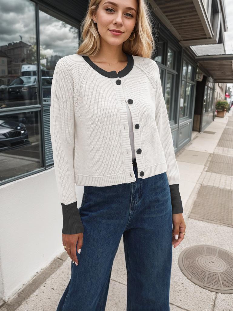 

Ребристый свитер, пальто, женский вязаный кардиган с цветными блоками, свитер на пуговицах с круглым вырезом и длинным рукавом, повседневные вязаные топы XL белый