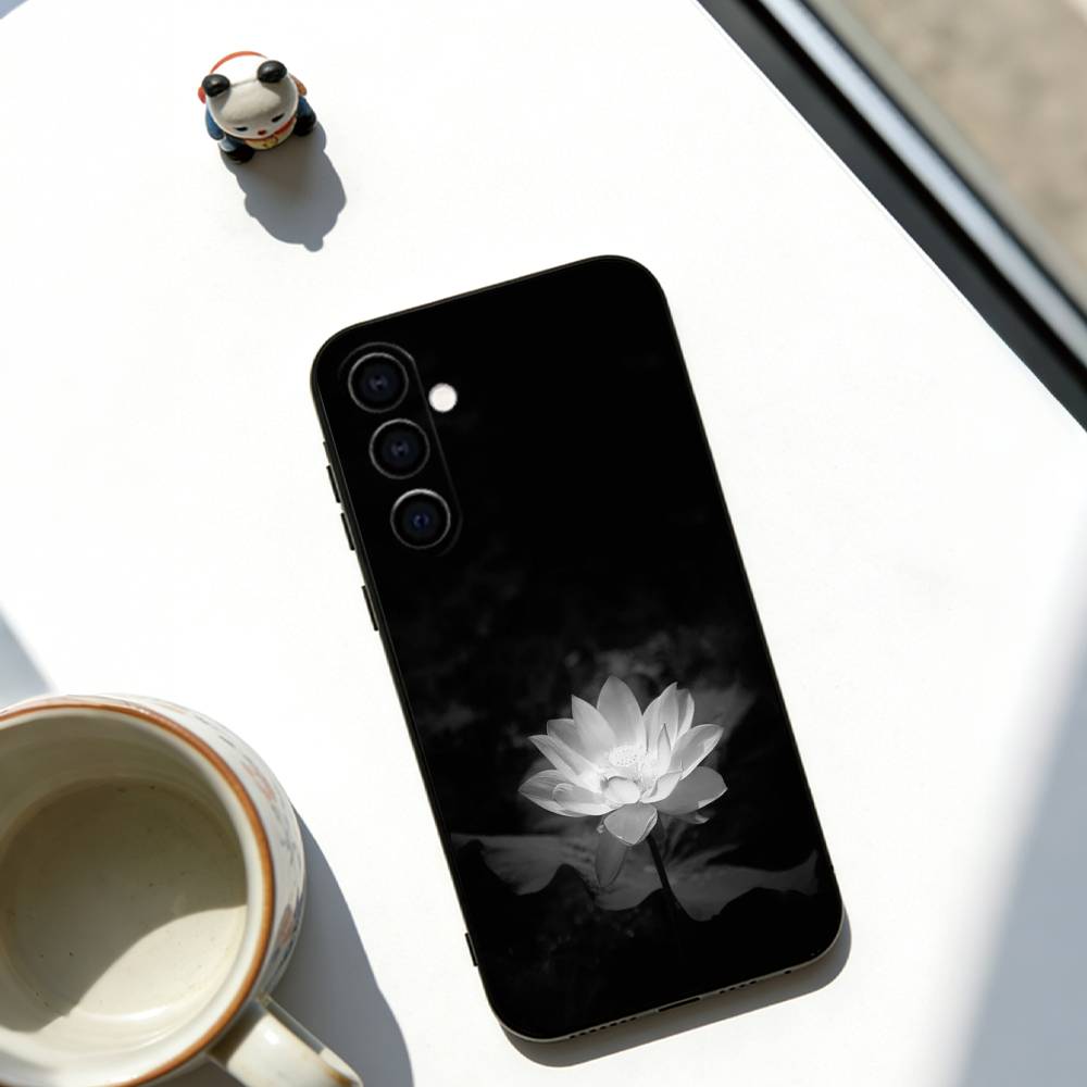 Dark flower Phone Case For Samsung Galaxy A73,A72,A71,A70,A53,A52,A51,Soft Black Cover