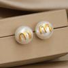 French Style Summer New Design High Quality  Niche Minimalist Pearl Letter M Light Luxury Earrings for Women .