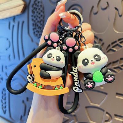 Cute Cartoon Panda Keychain Couple Bag Charm Exquisite Small Gift Claw Machine Doll