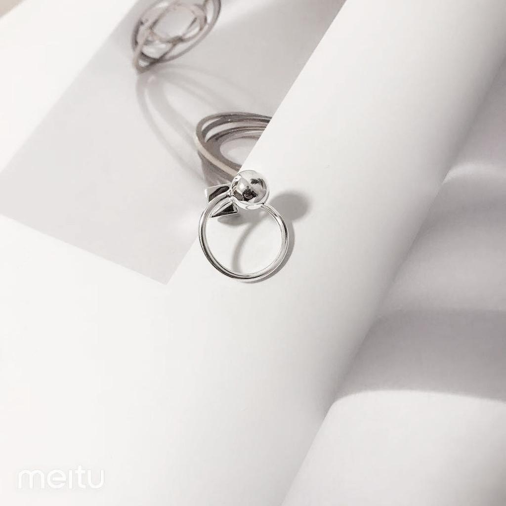 Fashionable 925 Silver Ring Adjustable Size Elegant Geometric Design For Women