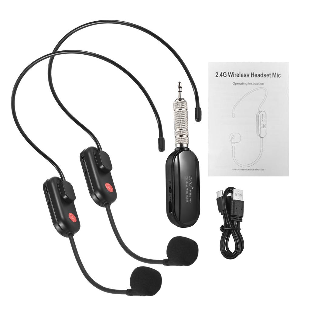 2.4G Wireless Microphone Headset 164ft Range Headset Mic and Handheld Mic 2 In 1 Professional Voice Amplifier Headset