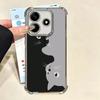 Black Cat Cartoon Cute Plating Phone Case For Xiaomi Redmi Note 14 15 Pro Plus 13 12 11 11S 11T 10 9S 9 5G Anti-Fall Airabag Cov