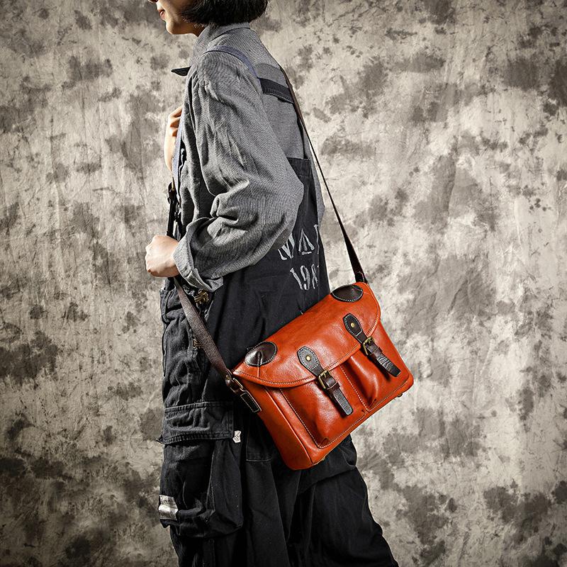 Johnature Enkel håndlaget ekte skinn dameveske Uformell Naturlig kuskinn skuldervesker Stor kapasitet Messenger Bag